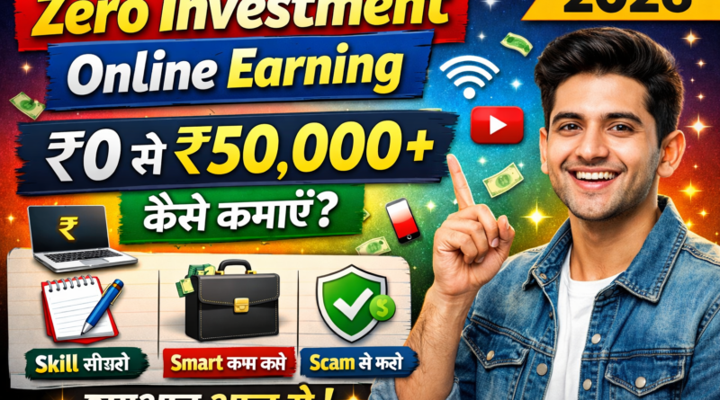 Zero Investment Online Earning 2026 – बिना पैसे लगाए ₹0 से ₹50,000 तक ऑनलाइन कमाई कैसे करें