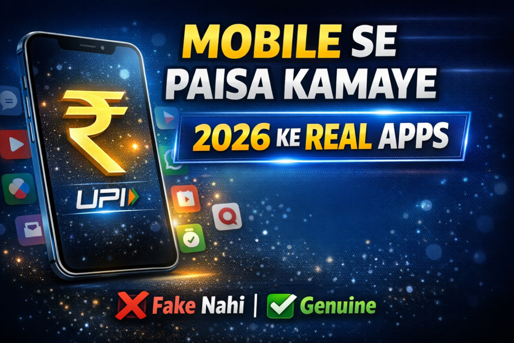 2026 mein mobile se paisa kamane wale genuine apps, online earning through smartphone, real earning apps India